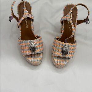 Kurt Geiger Cream and Orange Sandals with Woven Pattern